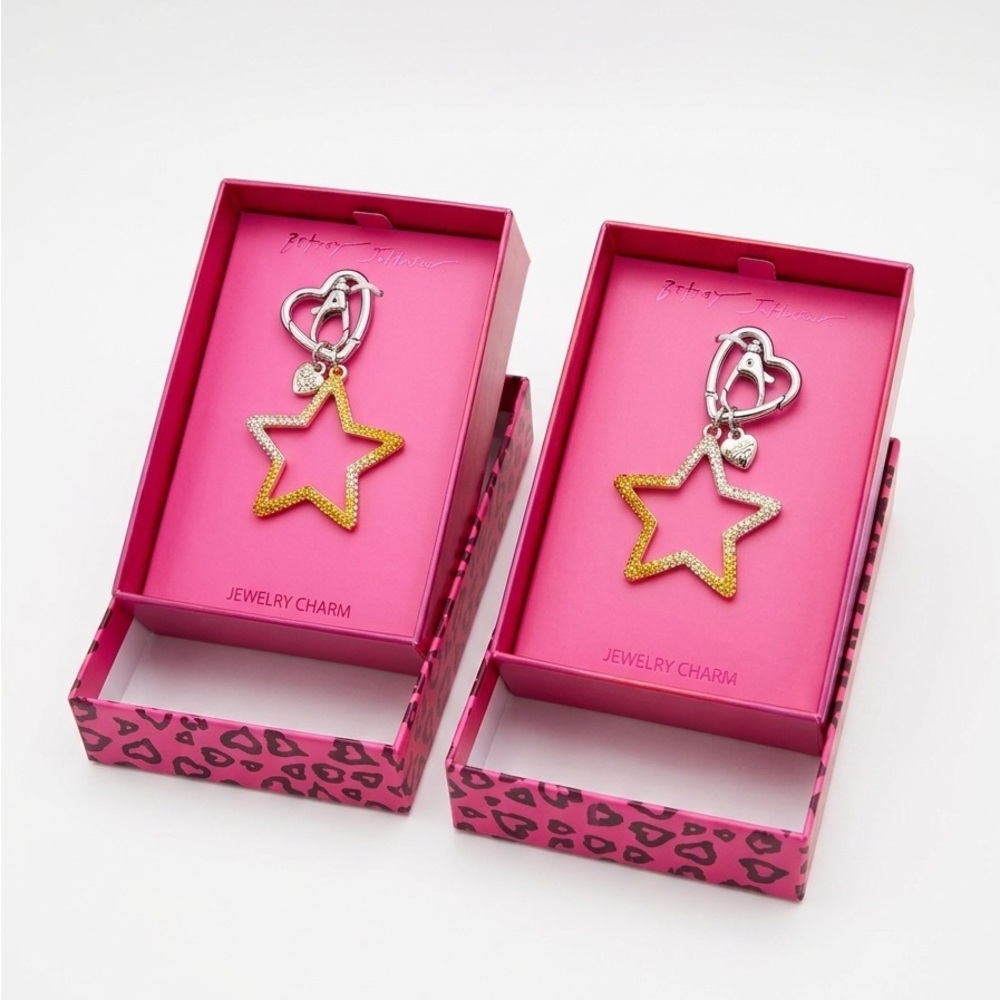 Betsey Johnson NIB Ombré Crystal Star Bag Charm & Keychain